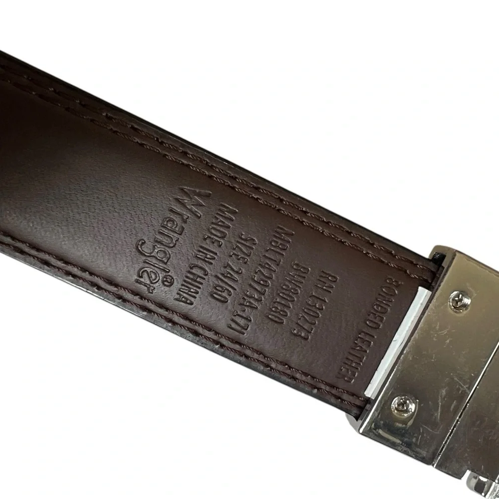 Wrangler Kids Black Leather Classic Casual Unisex Belt Silver Hardware